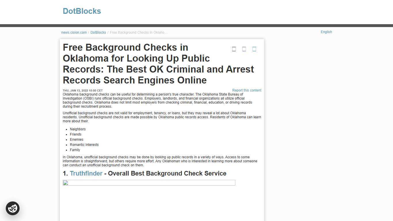 Free Background Checks in Oklahoma for Looking Up Public Records: The Best OK Criminal and Arrest Records Search Engines Online - DotBlocks