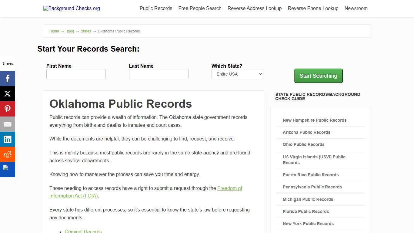 Oklahoma Background Checks | backgroundchecks.org